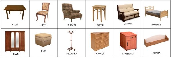 Мебель (с подписями на русском)